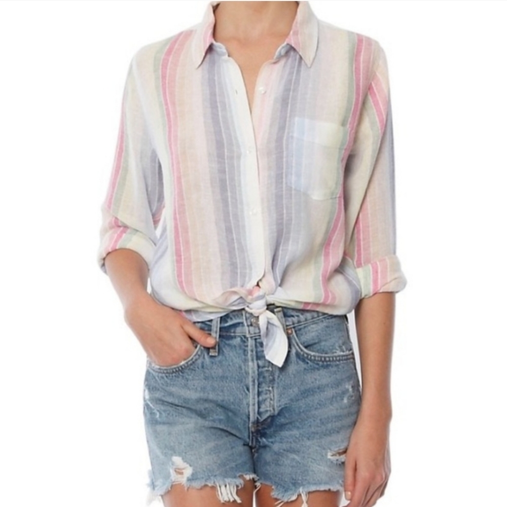 Rails Charli Rainbow Stripe Button Down Shirt - Picture 9 of 9